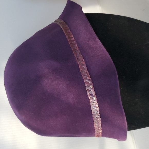 Helen Kaminski Australia Hat OS Purple Rabbit Fur Felt Cloche Hat Adjustable - Picture 1 of 13